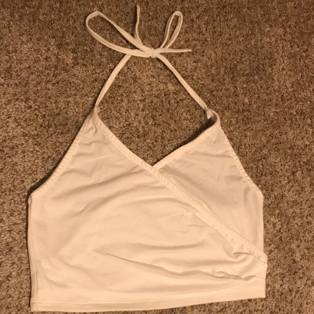 Princess Polly White Halter Wrap Tank